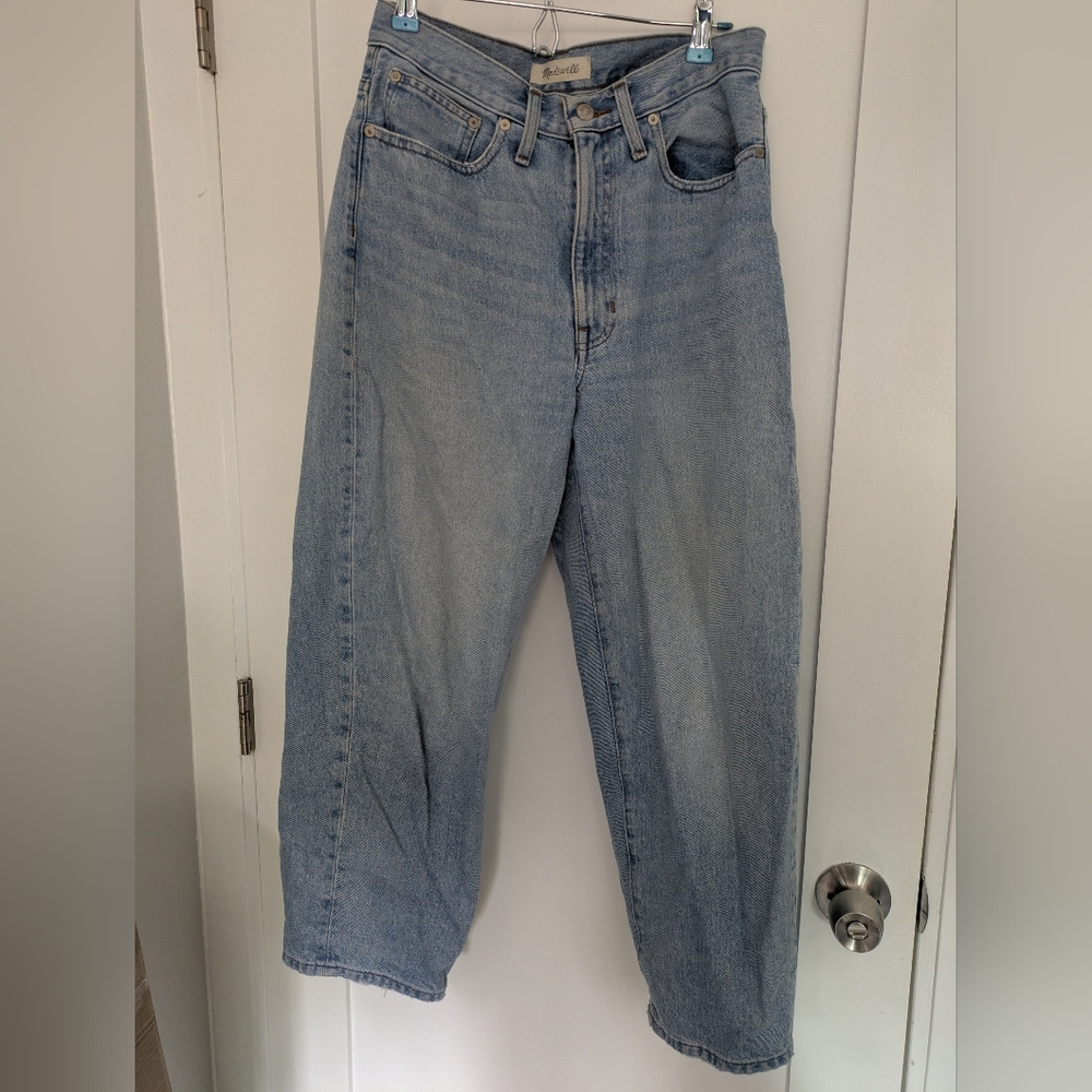 Madewell Cropped Wide Leg Light Blue Jeans Waist 27 Oversized